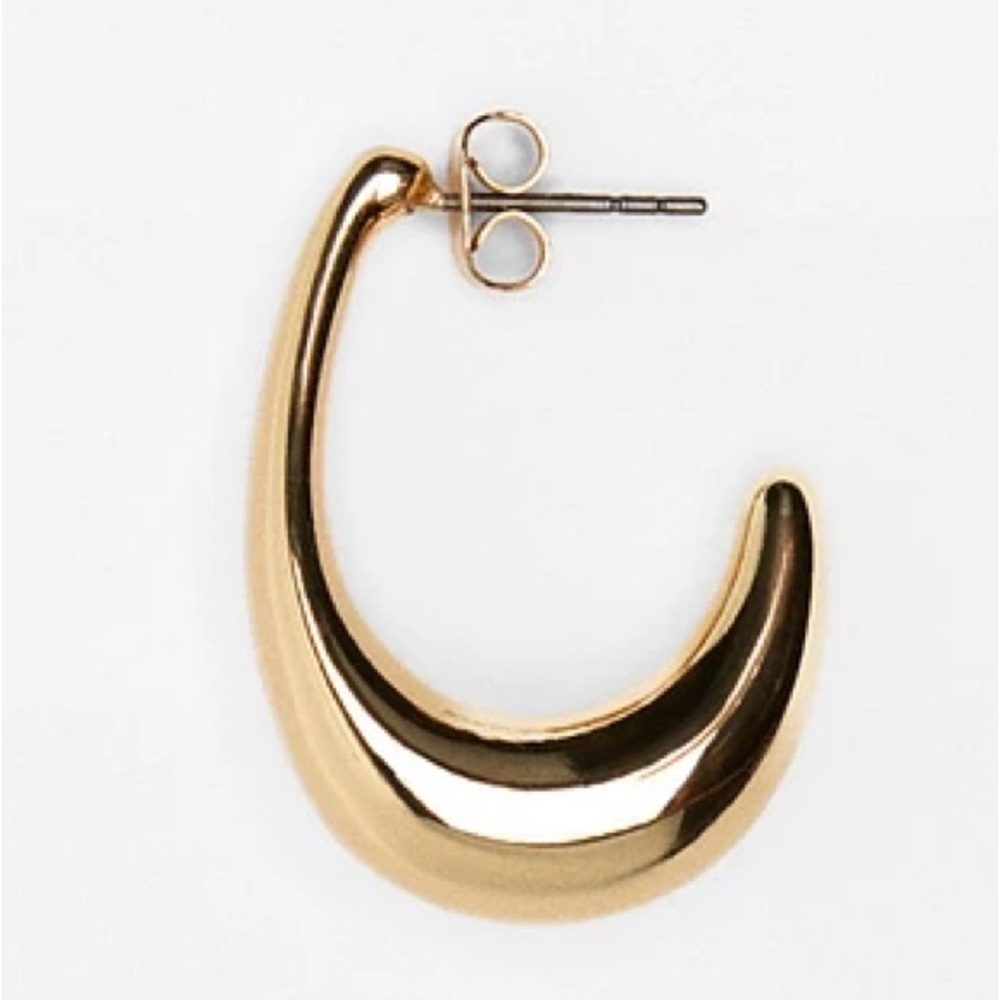 NWT. Zara Golden Tear Droplet-Shaped Textured Metal Earrings. - Picture 6 of 7